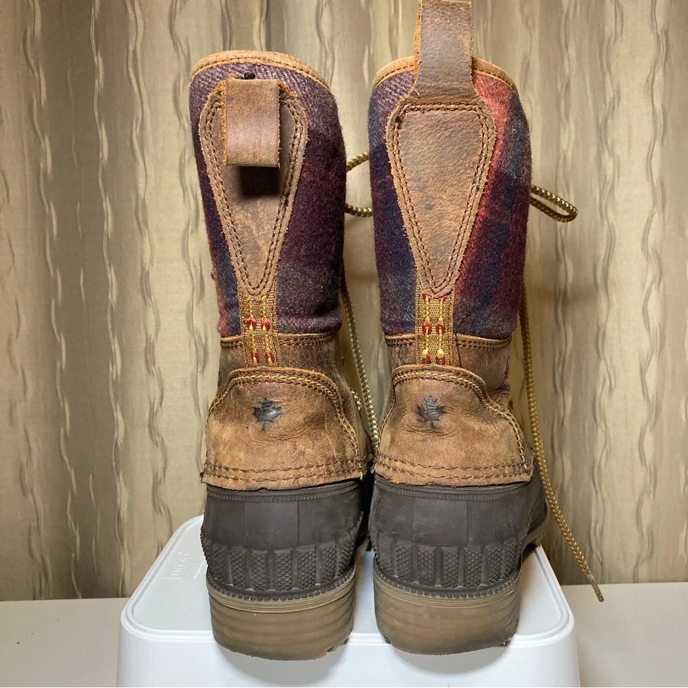 Kamik Sienna 2 Woman's 6 Mid Waterproof Red Plaid Brown Lace Up Thinsulate 200g